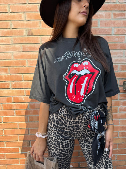 HaveOne T-Shirt Over con Stampa Rock e Roll Grigia