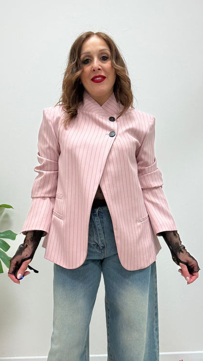 Giacca chiusura coreana Gessata Rosa Haveone