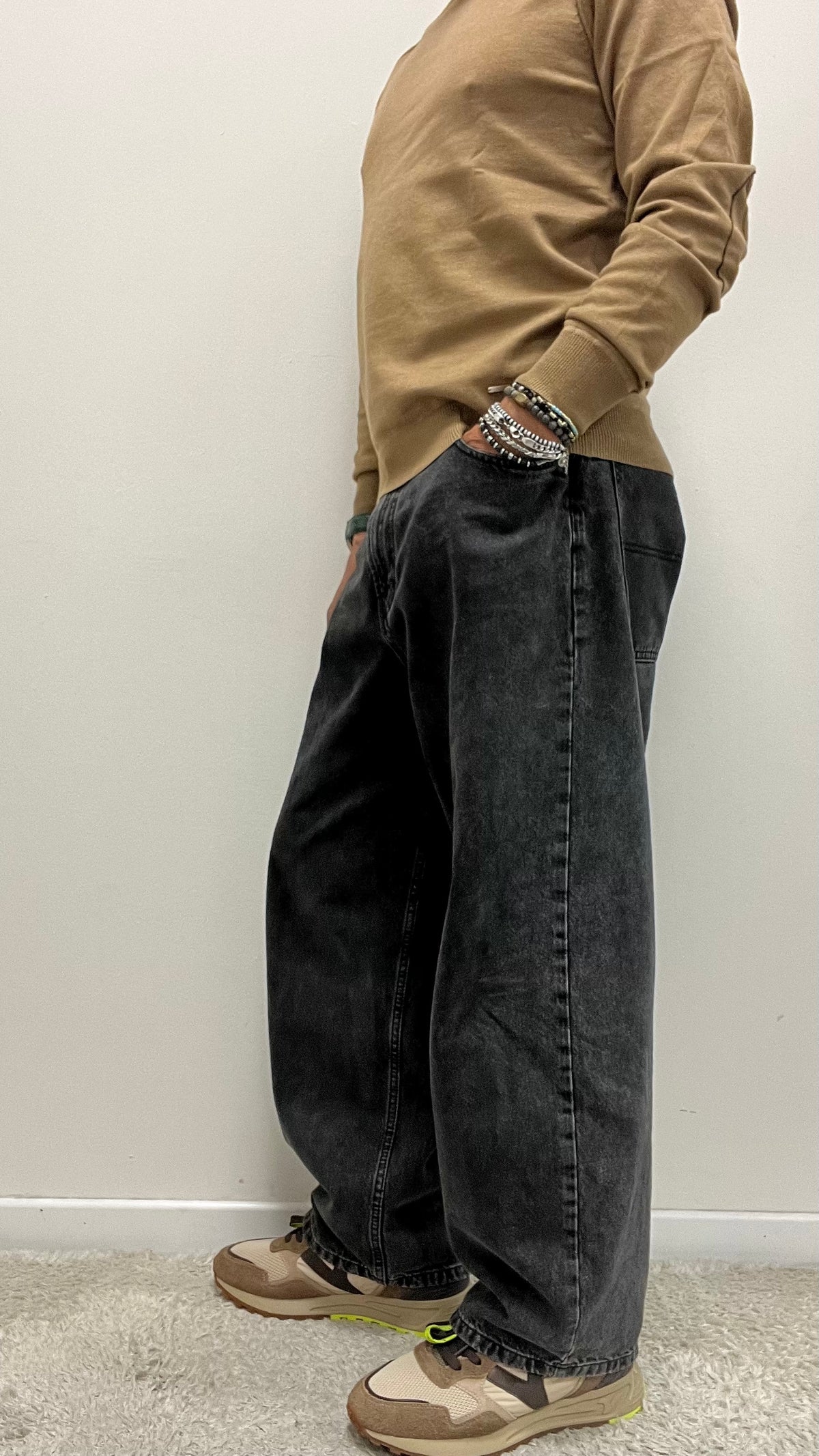 Denim Slavato Nero Baggy Imperial