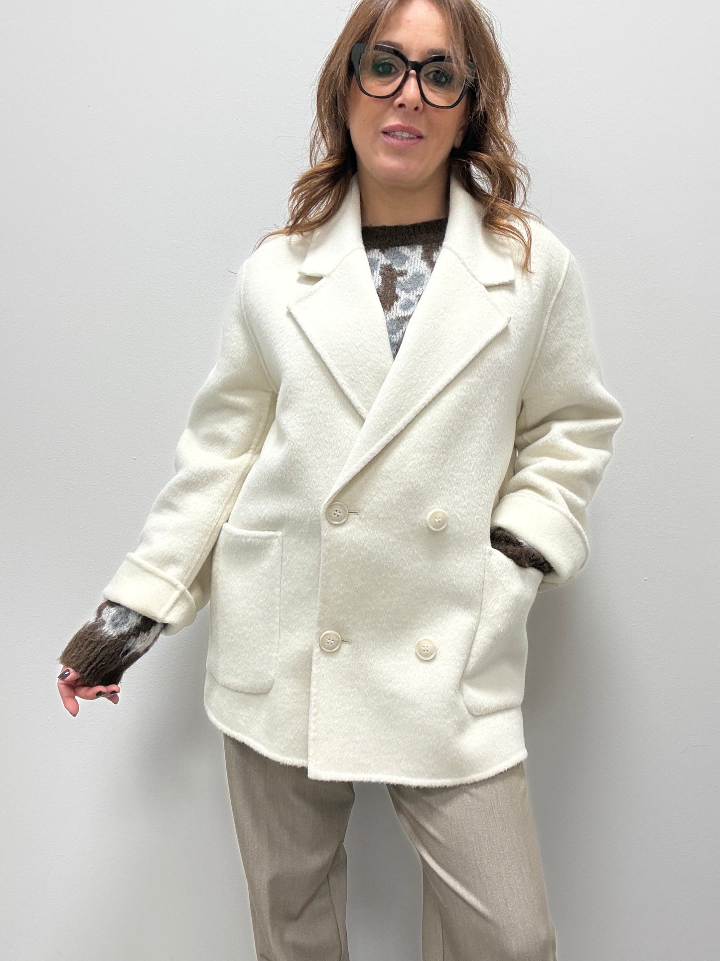 HaveOne Giacca Cappotto Doppiopetto Burro