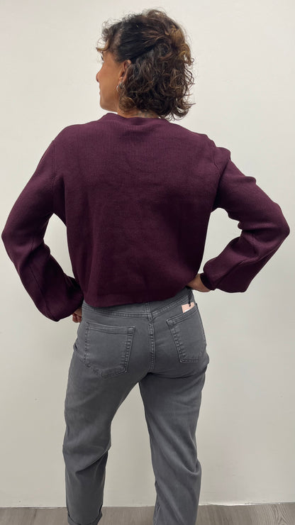 Cardigan Bottone Gioiello Bordeaux