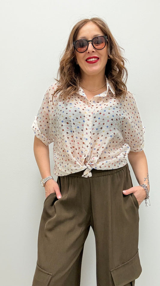Camicia mezza manica  Memoire pois multicolor