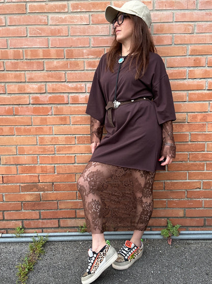 Susy Mix Abito con pizzo e strangolino