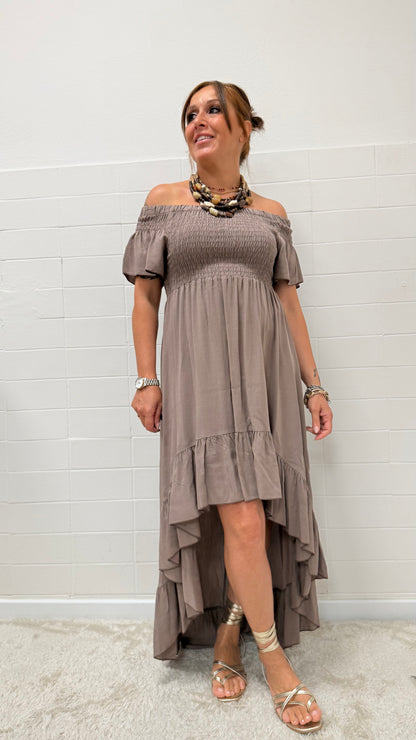 Abito shiffer con coda tortora Brend Atelier (Copia)