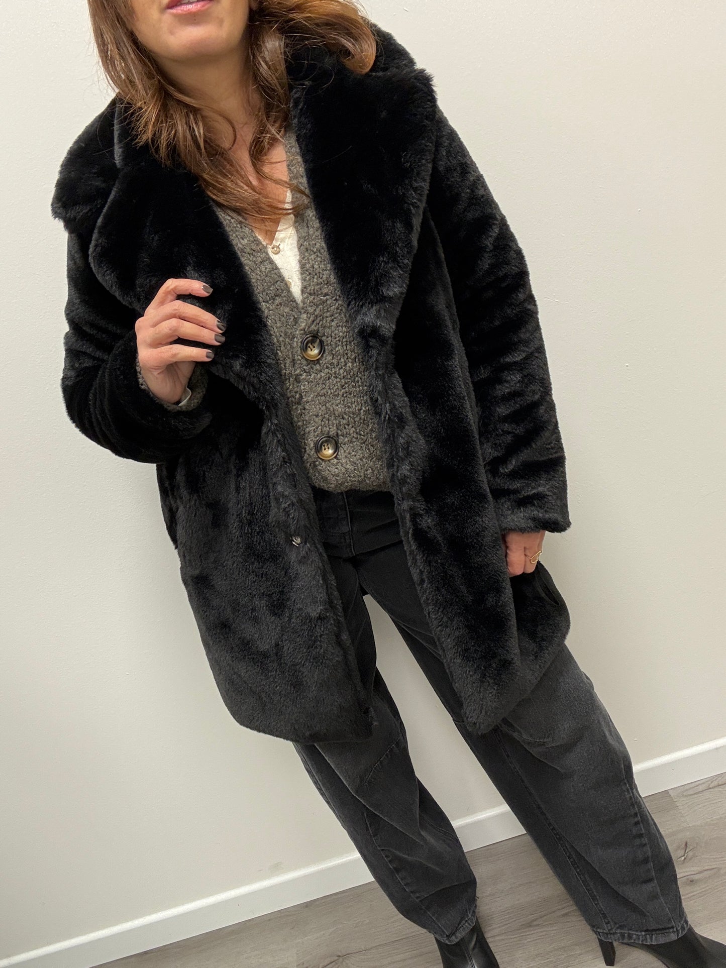 Pelliccia eco nero midi Haveone