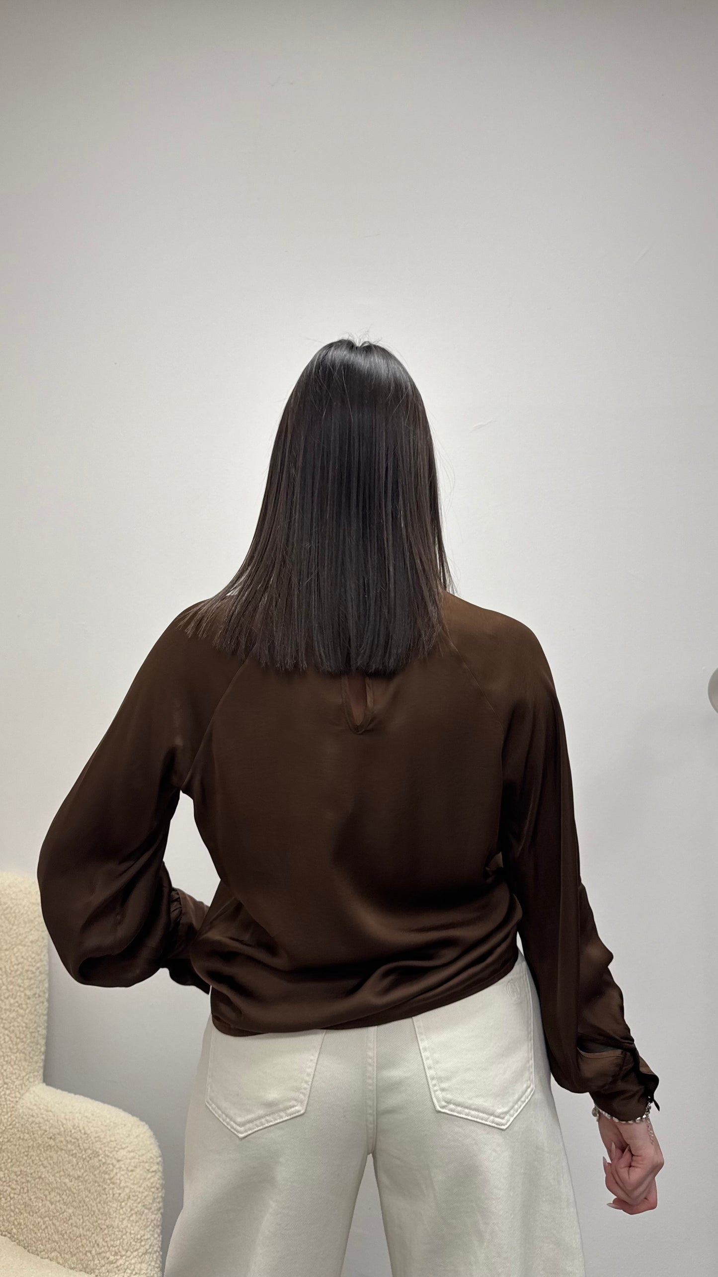 Blusa raso viscosa 100% nodo Haveone moro