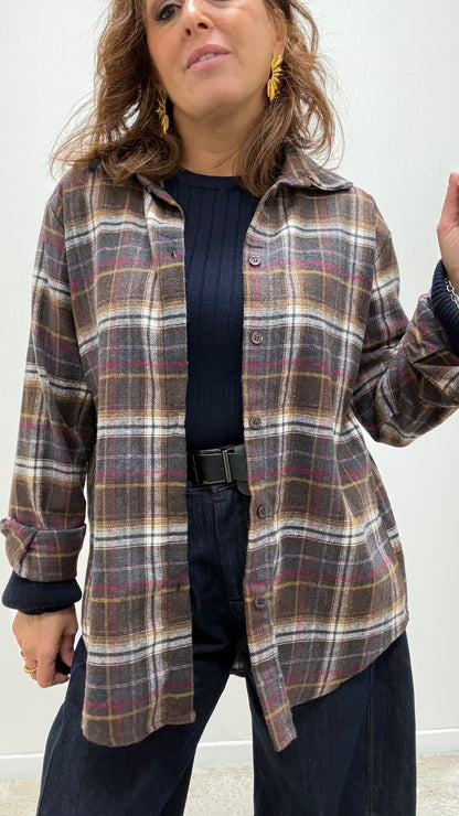 Camicia check moro e bordeaux Memoire