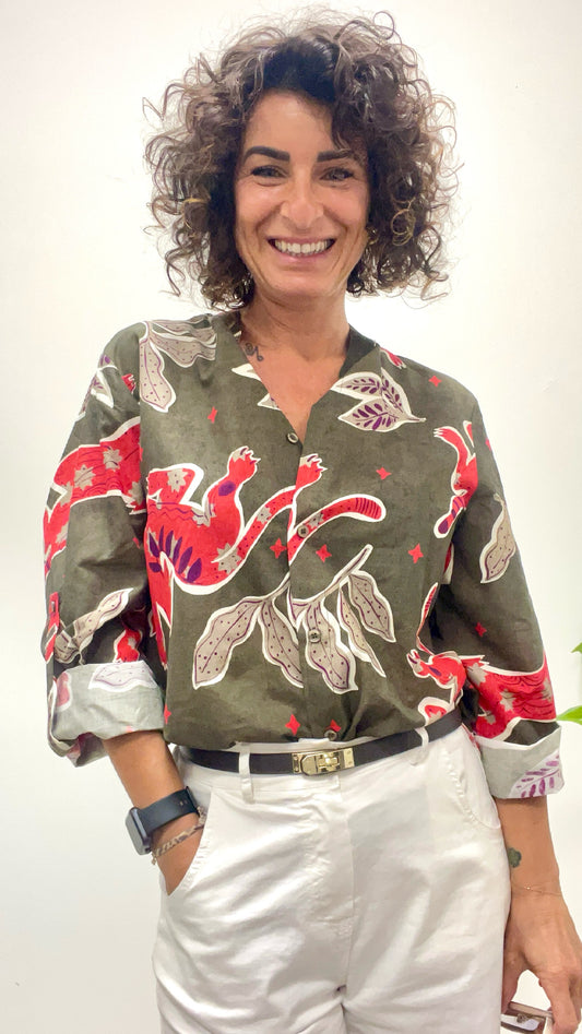 Camicia fantasia Suzani verde Haveone