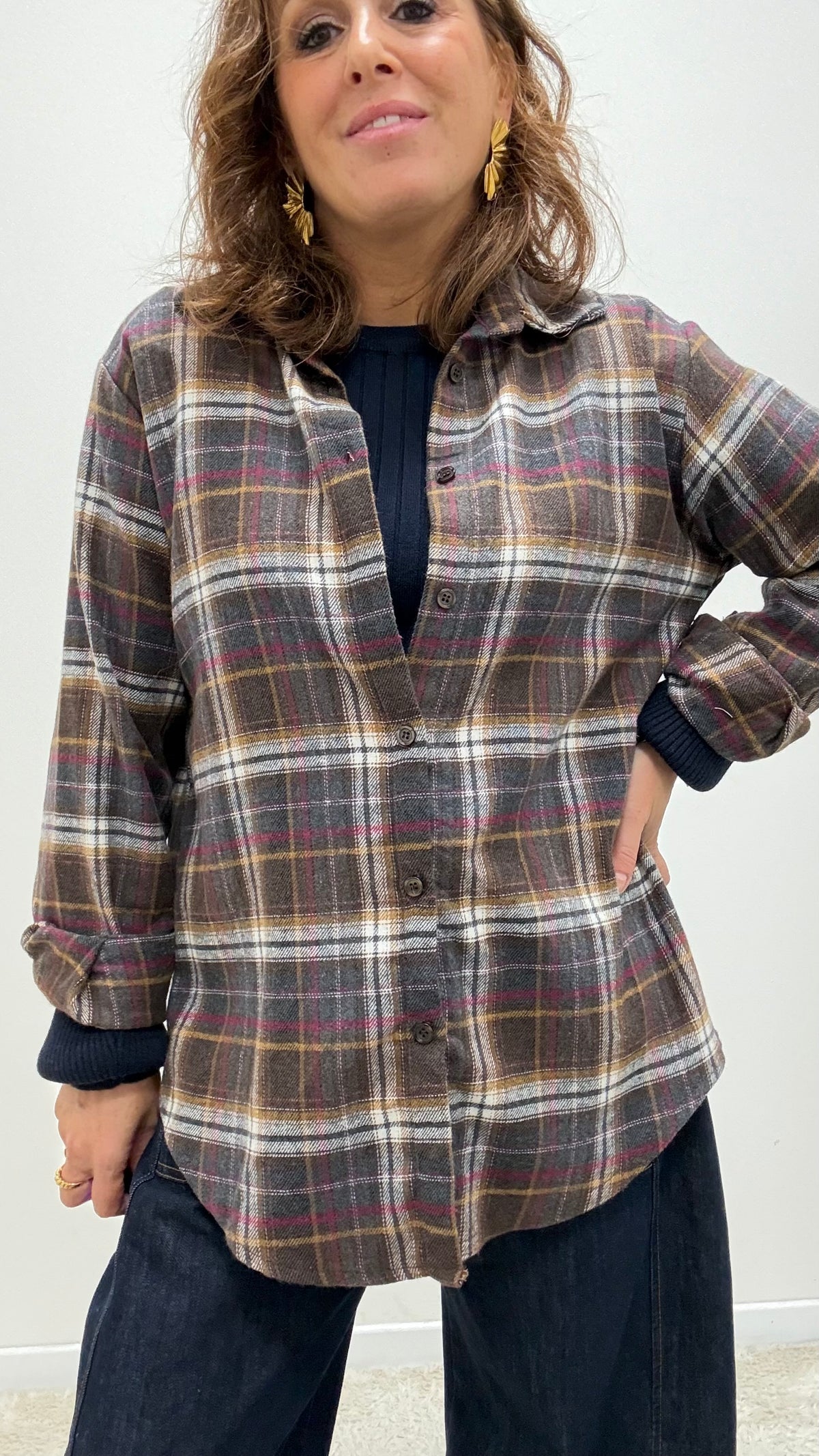 Camicia check moro e bordeaux Memoire