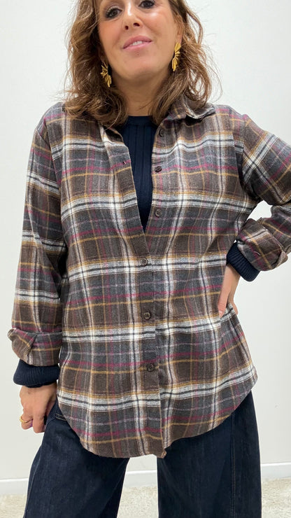 Camicia check moro e bordeaux Memoire