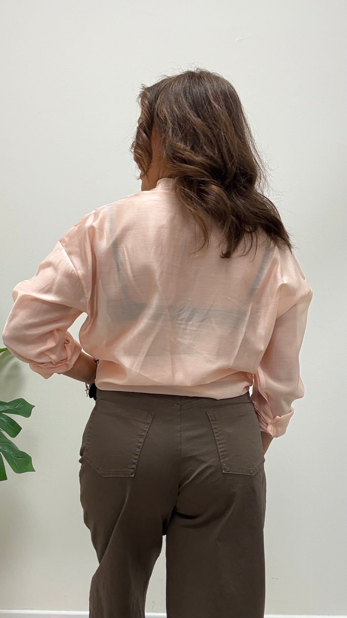 Camicia coreana nodo Extasy cipria