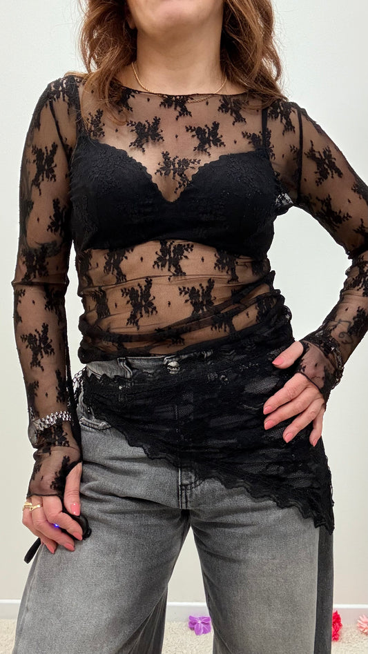 Bandana pizzo nero Memoire