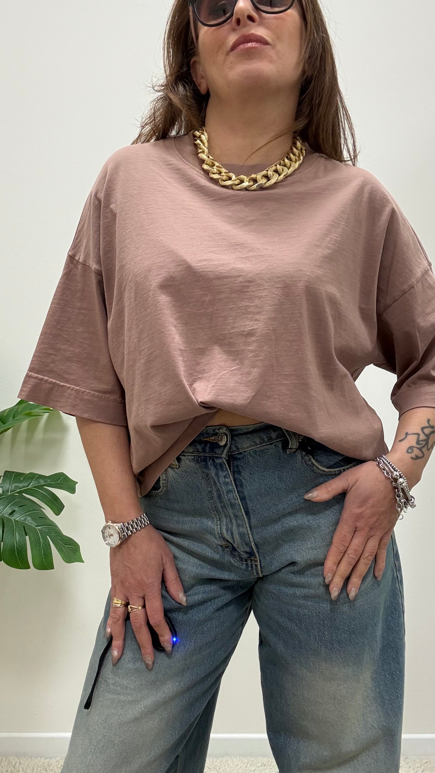 T-shirt scatola Haveone rosa blush