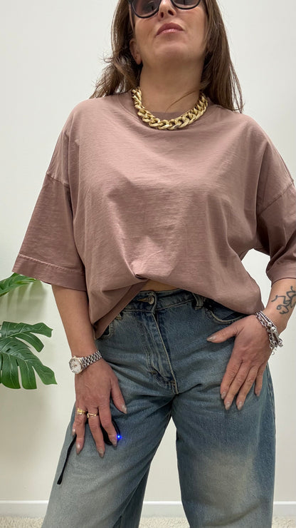 T-shirt scatola Haveone rosa blush