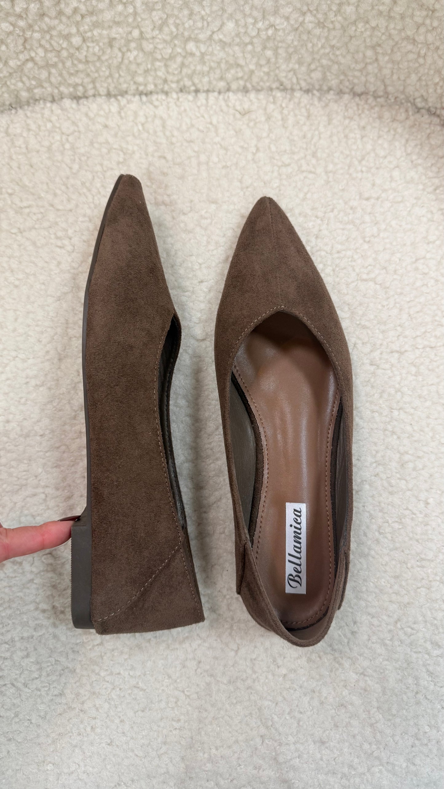 Ballerine eco camoscio moro punta Memoire