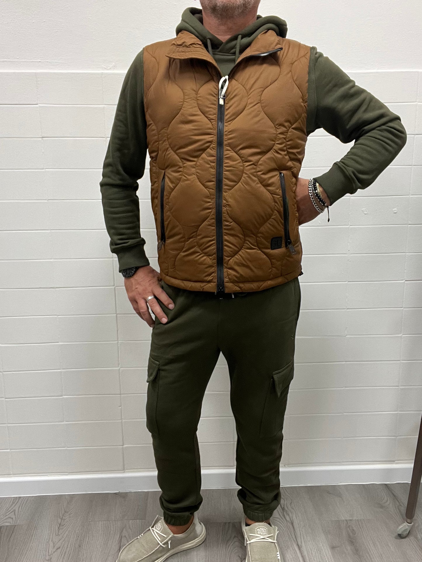 Pantalone in Felpa Cargo Verde Militare Uomo Gianni Lupo