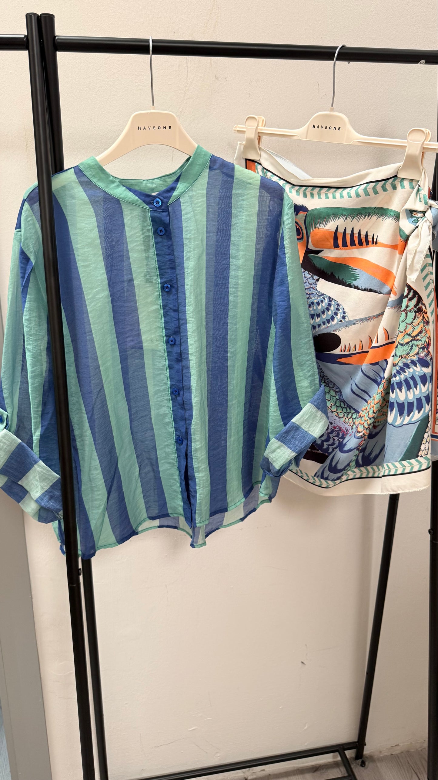 Camicia Riga Blu Royal e tiffany HaveOne Art.CVS-Q422