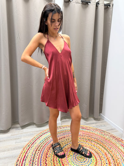 HaveOne Abito Fazzoletto Corto Rosso India