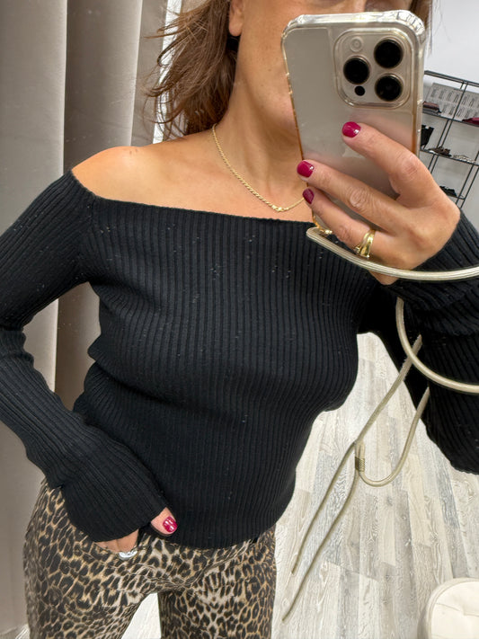 Maglia scollo shiffer Susy Mix nero