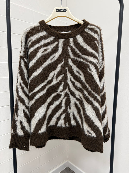 Maglia zebrata moro jaquard Haveone