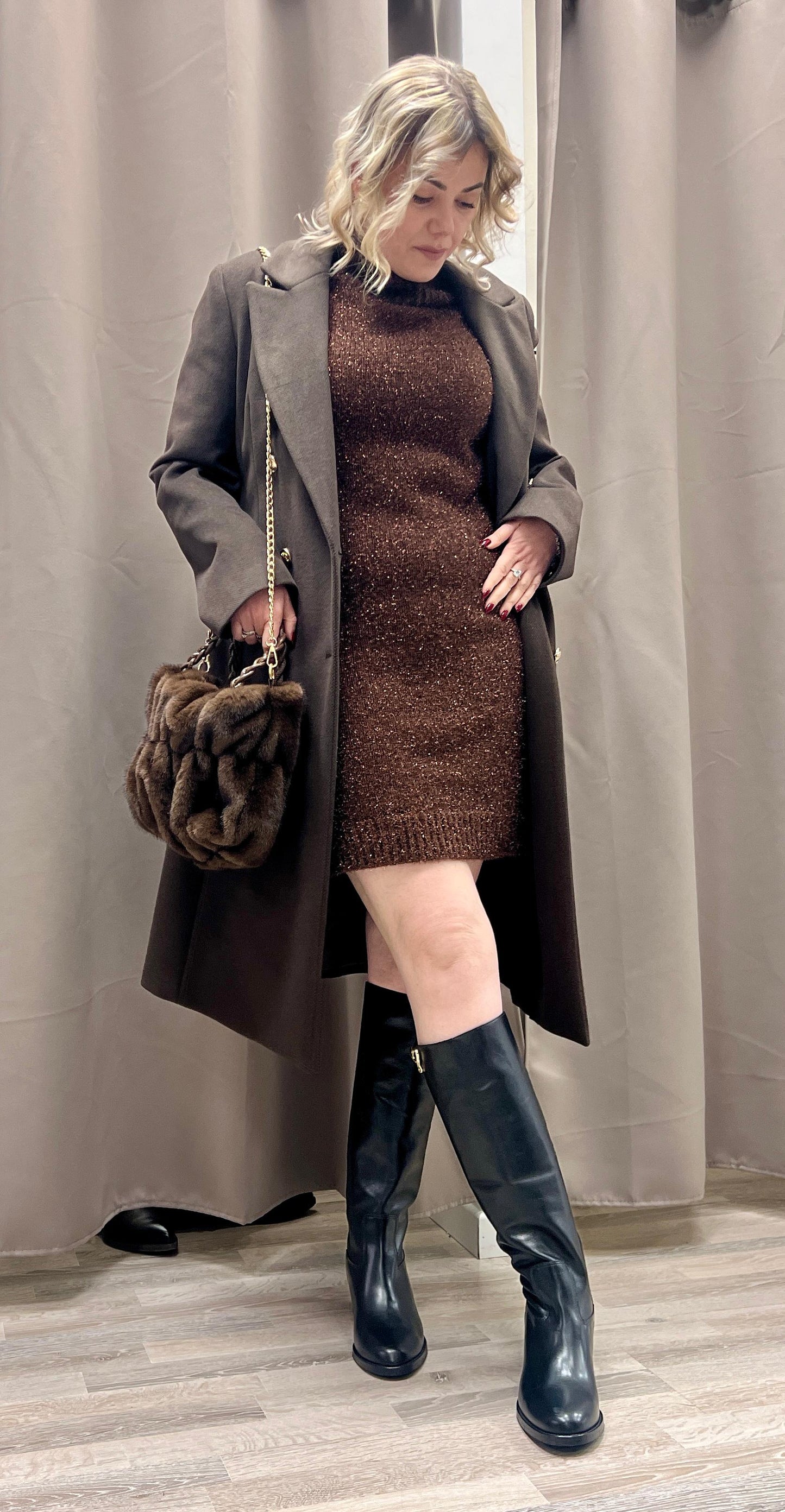 Abito maglia lurex moro e bronzo Haveone