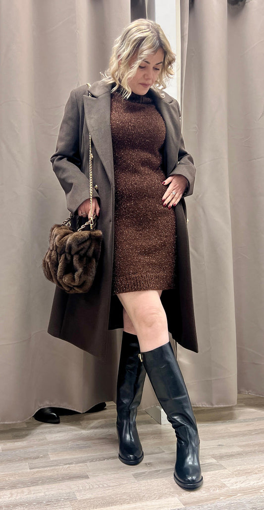 Abito maglia lurex moro e bronzo Haveone