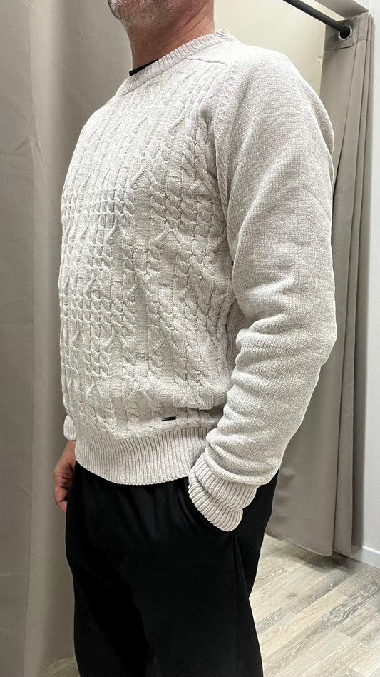 Maglia Paricollo con lavorazione a Trecce Ghiaccio Gianni Lupo Art.GL35623