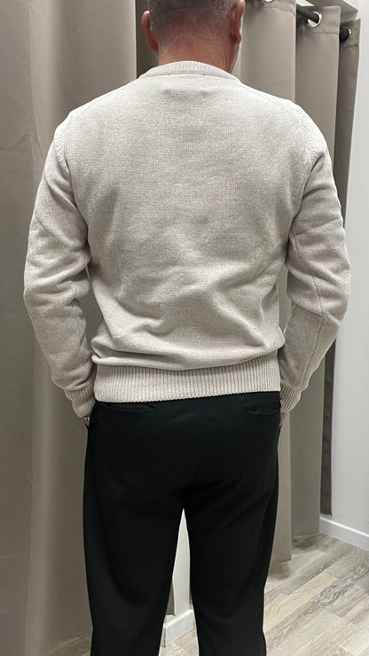 Maglia Paricollo con lavorazione a Trecce Ghiaccio Gianni Lupo Art.GL35623