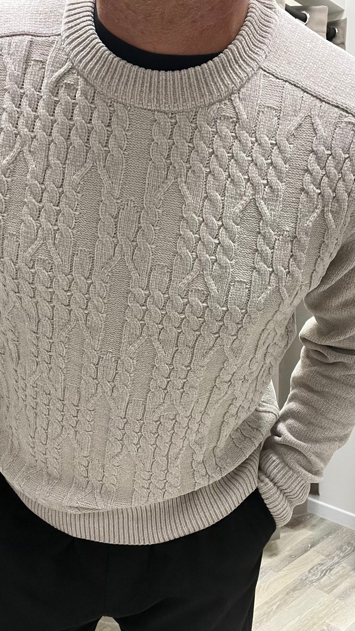 Maglia Paricollo con lavorazione a Trecce Ghiaccio Gianni Lupo Art.GL35623