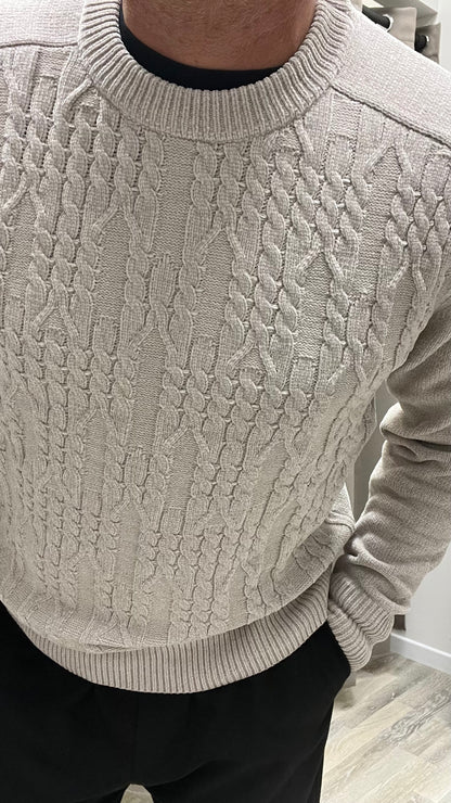 Maglia Paricollo con lavorazione a Trecce Ghiaccio Gianni Lupo Art.GL35623
