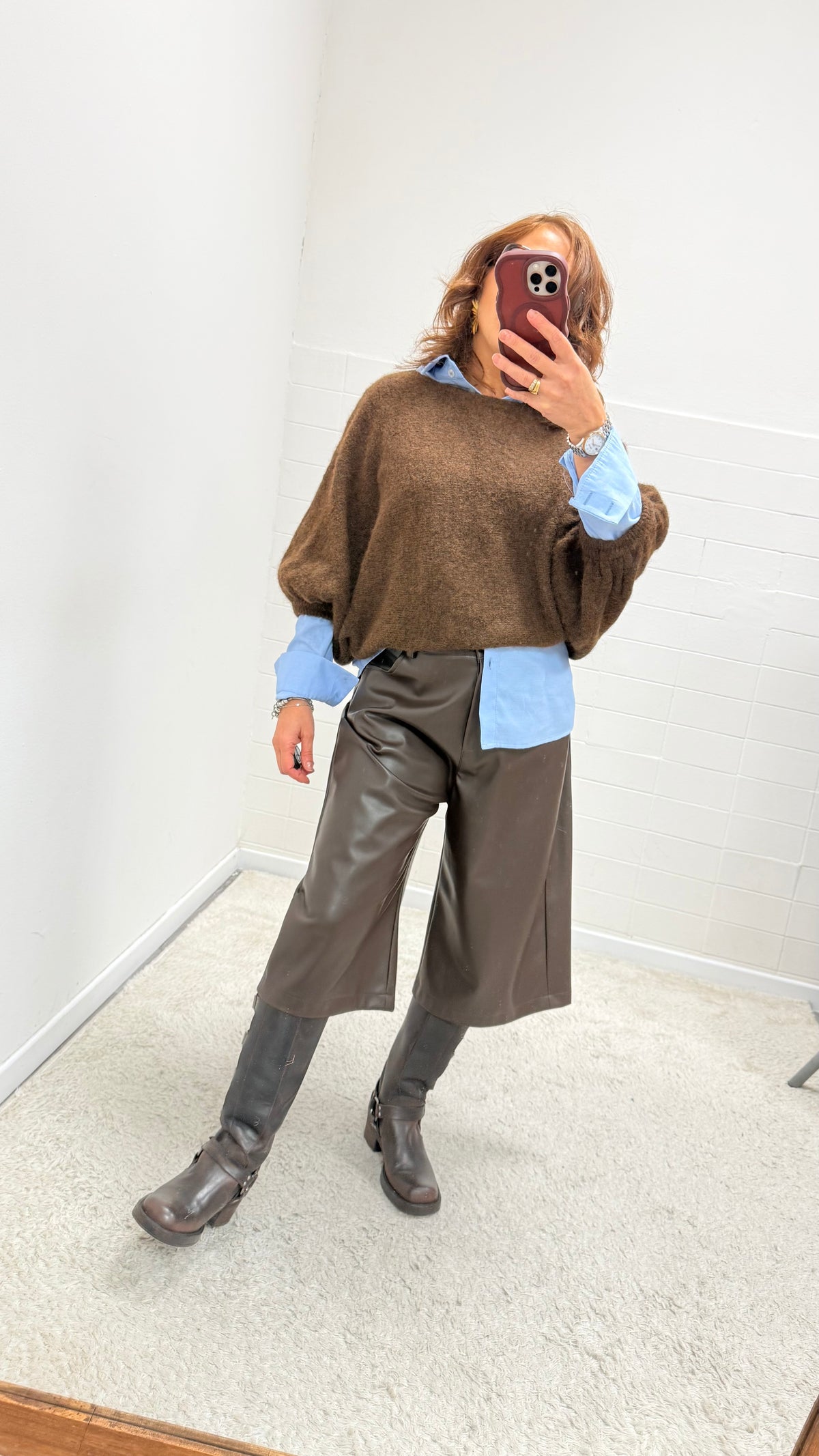 Maglia a pipistrello in misto lana moro Susy Mix