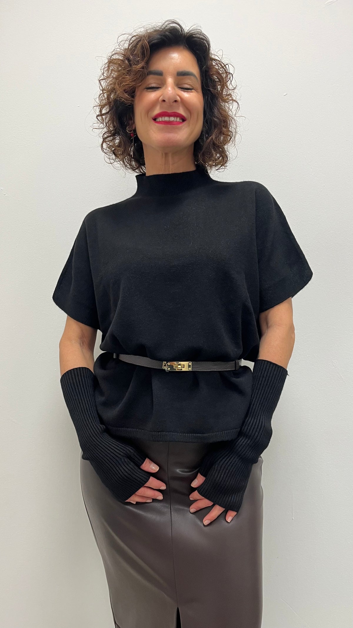 Maglia con Manicotti Susy Mix Nera Art.5703331008