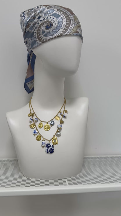 Collana charms blu ovale Memoire