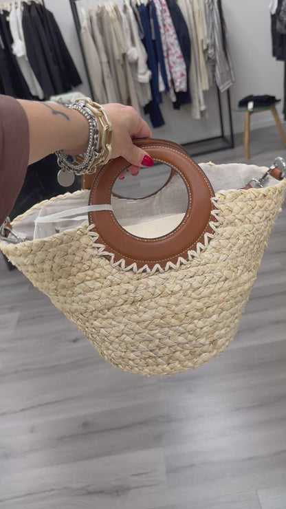 Borsa secchiello in rafia Memoire
