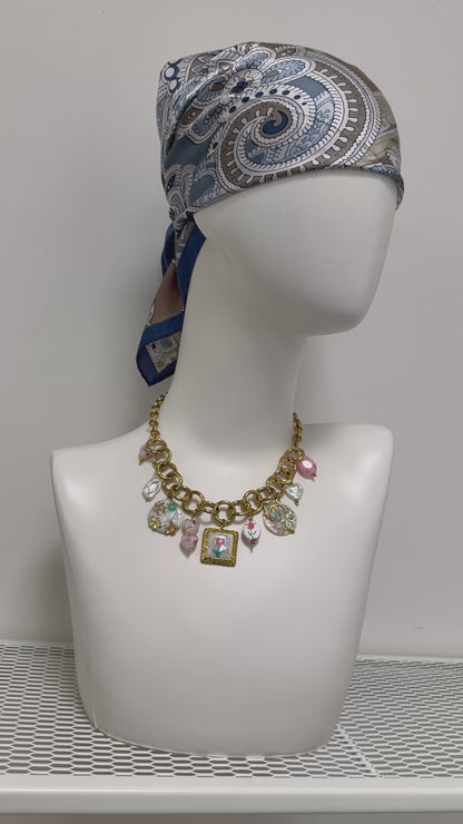 Collana charms ceramica Fiore rosa Memoire