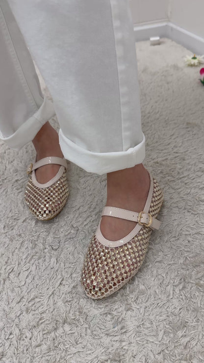 Ballerine burro con strass oro Memoire
